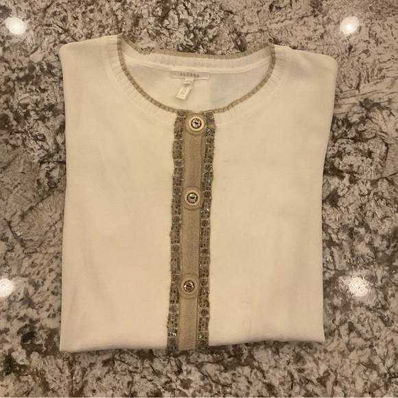 Escada beautiful cream button up lightweight sweater - Picture 6 of 12